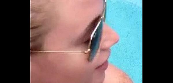  Blowjob In Public Pool By Blonde, Recorded On Mobile Phone